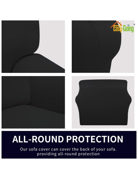 Funda de Sofá Easy-Going Negra Antideslizante Lavable 0.8 kg