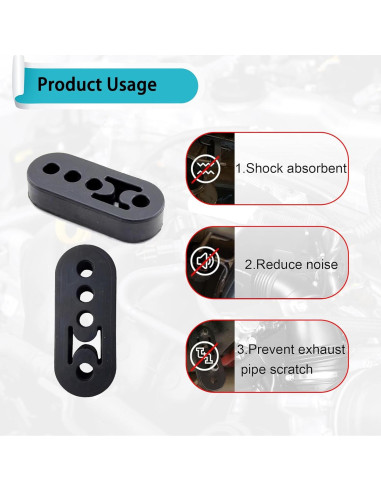 Soporte de Escape de Goma Slykew 2 PCS Ajustable Negro