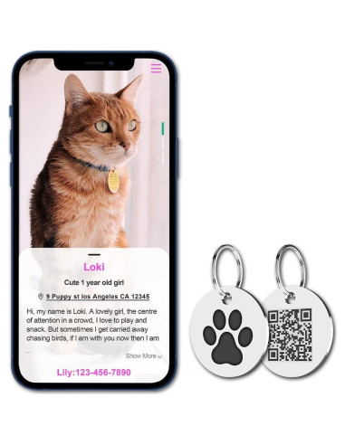 Etiqueta QR para Gatos MYLUCKYTAG - Acero Inoxidable, 2.49 cm