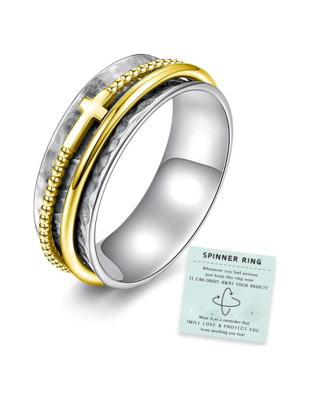 Anillo Fidget Giratorio de Plata Esterlina 925 para Mujeres