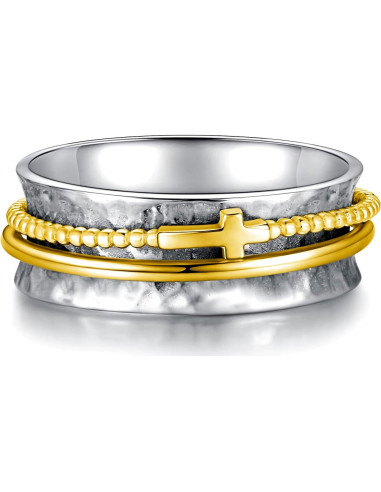 Anillo Fidget Giratorio de Plata Esterlina 925 para Mujeres