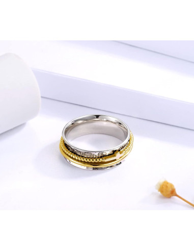 Anillo Fidget Giratorio de Plata Esterlina 925 para Mujeres