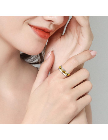 Anillo Fidget Giratorio de Plata Esterlina 925 para Mujeres