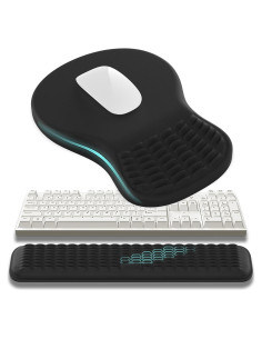 Juego Almohadilla Ergonómica MEKASS para Ratón y Teclado Negro