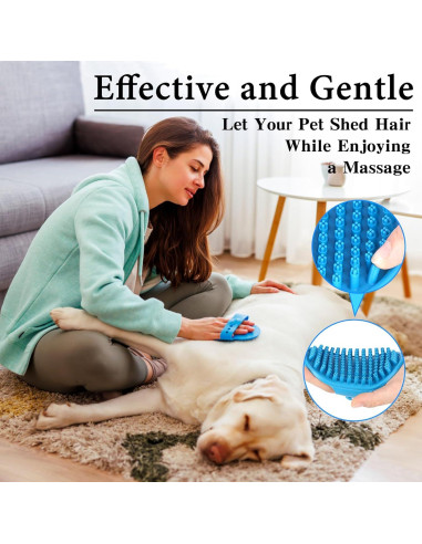 2 Cepillos de Baño para Perros KQUQK con Mango Ajustable