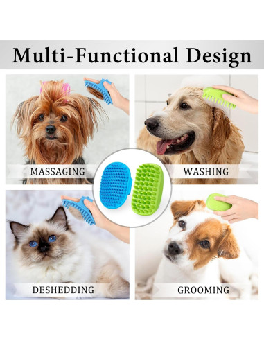 2 Cepillos de Baño para Perros KQUQK con Mango Ajustable