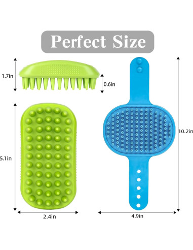 2 Cepillos de Baño para Perros KQUQK con Mango Ajustable