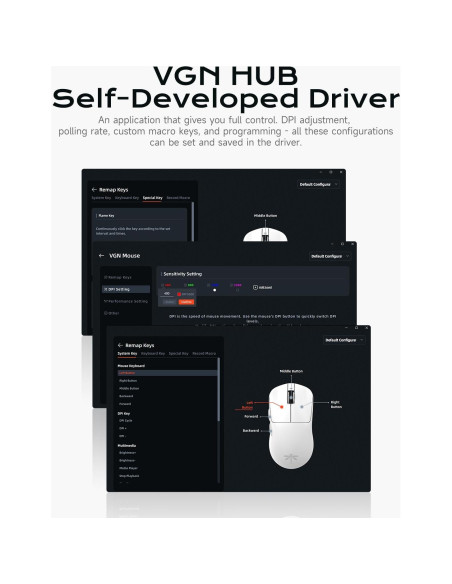 Ratón Gaming Inalámbrico VGN F1 Pro - 49g, 26K DPI, 6 Botones