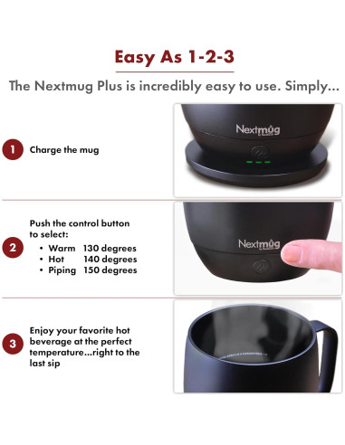 Nextmug Plus - Taza autocalentable 532 ml Negro