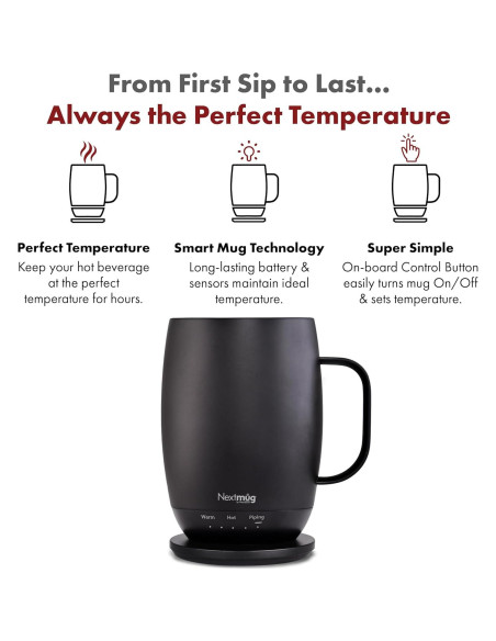 Nextmug Plus - Taza autocalentable 532 ml Negro