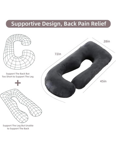 Almohada de Embarazo HychYAYA Forma de U+C 152.4x71.1cm