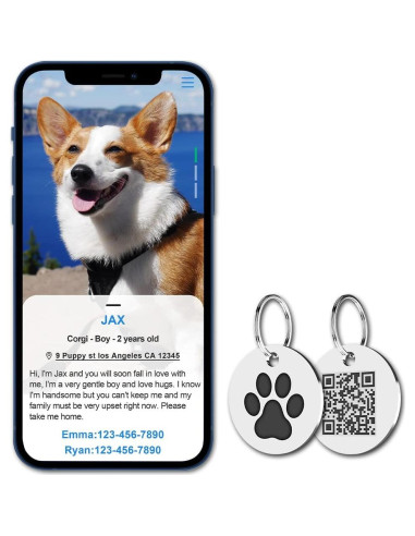 Etiqueta QR para Gatos MYLUCKYTAG - Acero Inoxidable, 2.49 cm