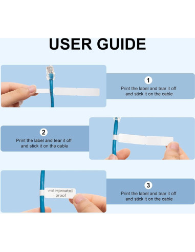 Cinta de Etiqueta de Cable INeedIt D11 3 Rollos Adhesiva Blanca