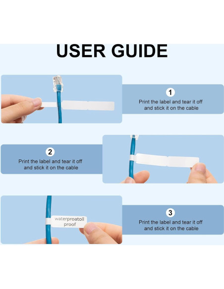 Cinta de Etiqueta de Cable INeedIt D11 3 Rollos Adhesiva Blanca