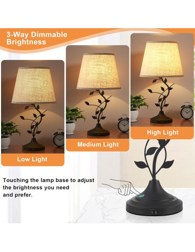 Lámpara de Mesa Táctil USB Kakanuo Beige Regulable 3 Niveles