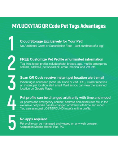 Etiqueta QR para Gatos MYLUCKYTAG - Acero Inoxidable, 2.49 cm