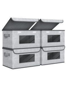 Cajas de Almacenamiento Plegables Univivi 4 Piezas 19.5L Gris