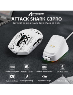 Ratón Gaming Inalámbrico Attack Shark G3 PRO RGB 25K DPI 2