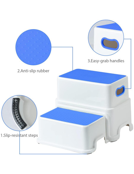 Escalera de 2 Pasos Victostar Antideslizante Azul para Niños