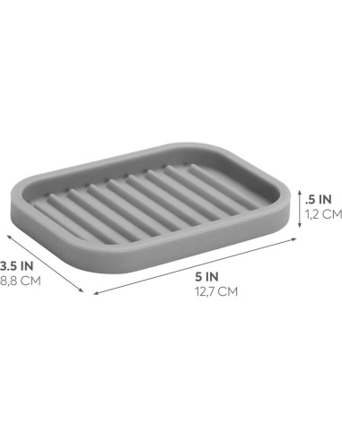 Plato de Jabón de Silicona iDesign Lineo Gris 12.7x8.9 cm