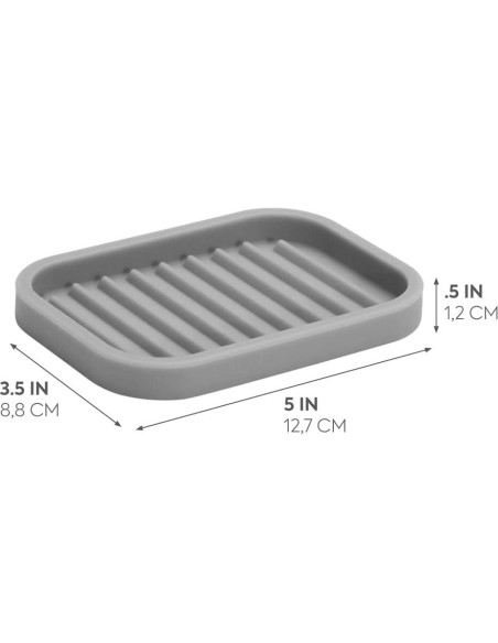 Plato de Jabón de Silicona iDesign Lineo Gris 12.7x8.9 cm