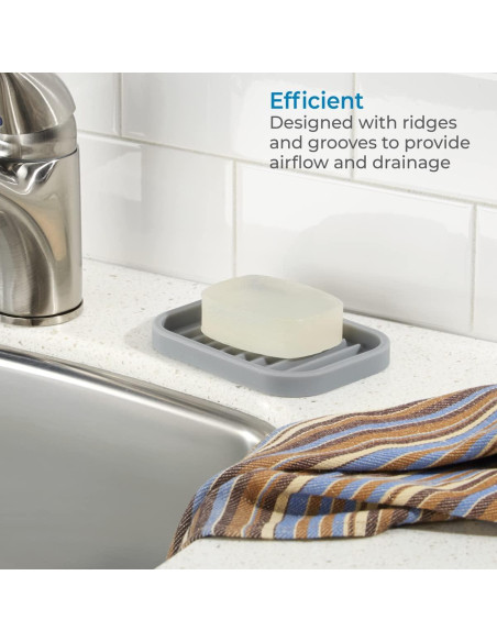 Plato de Jabón de Silicona iDesign Lineo Gris 12.7x8.9 cm