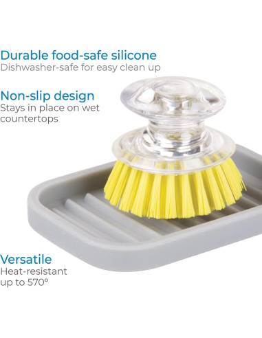 Plato de Jabón de Silicona iDesign Lineo Gris 12.7x8.9 cm