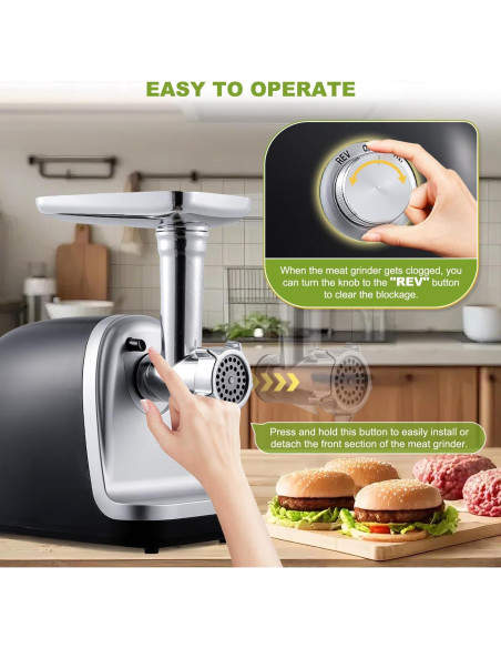 Picadora de Carne Eléctrica Flyseago 2700W con Accesorios