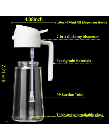 Paquete de 2 pulverizadores de aceite Rngeo 500ml vidrio