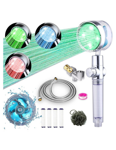 Cabezal de Ducha LED CWPW Alta Presión con Manguera 200 cm