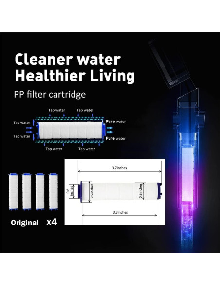 Cabezal de Ducha LED CWPW Alta Presión con Manguera 200 cm