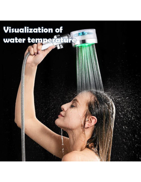 Cabezal de Ducha LED CWPW Alta Presión con Manguera 200 cm