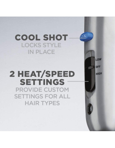 Secador de cabello Conair 3 en 1 1875W con 3 accesorios