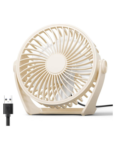 Ventilador de Escritorio USB Edvision KW53 3 Velocidades Beige