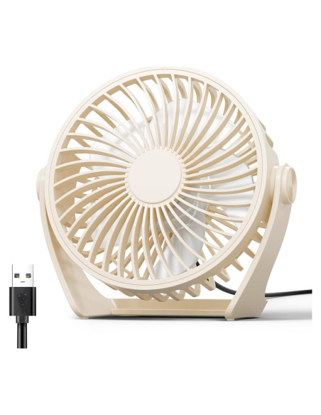 Ventilador de Escritorio USB Edvision KW53 3 Velocidades Beige
