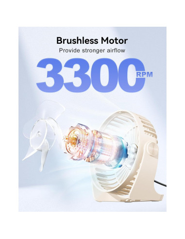 Ventilador de Escritorio USB Edvision KW53 3 Velocidades Beige