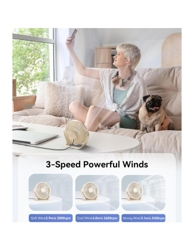 Ventilador de Escritorio USB Edvision KW53 3 Velocidades Beige