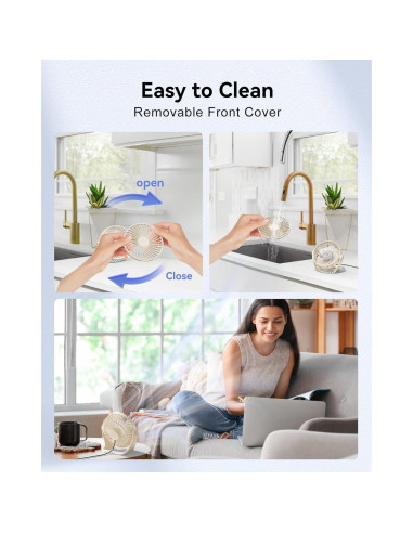 Ventilador de Escritorio USB Edvision KW53 3 Velocidades Beige