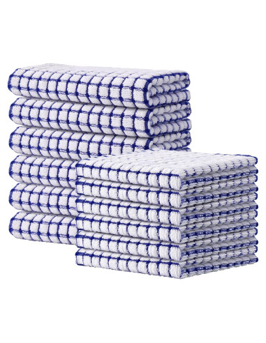 Kitinjoy Juego de 12 Toallas de Cocina de Algodón Azul 40x63 cm