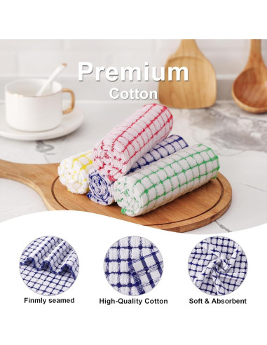 Kitinjoy Juego de 12 Toallas de Cocina de Algodón Azul 40x63 cm