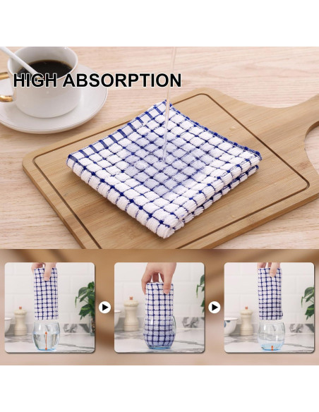 Kitinjoy Juego de 12 Toallas de Cocina de Algodón Azul 40x63 cm