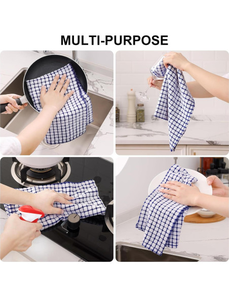 Kitinjoy Juego de 12 Toallas de Cocina de Algodón Azul 40x63 cm