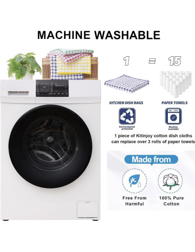 Kitinjoy Juego de 12 Toallas de Cocina de Algodón Azul 40x63 cm