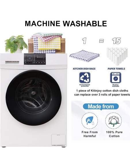 Kitinjoy Juego de 12 Toallas de Cocina de Algodón Azul 40x63 cm