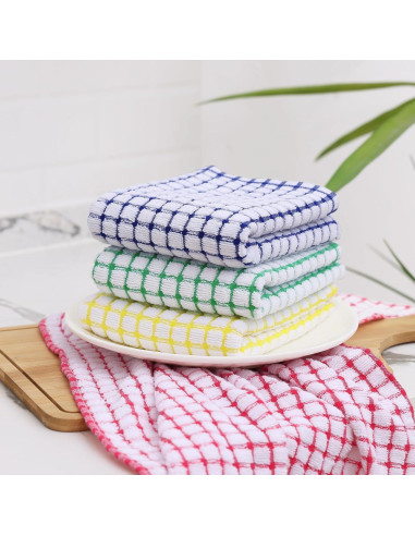 Kitinjoy Juego de 12 Toallas de Cocina de Algodón Azul 40x63 cm