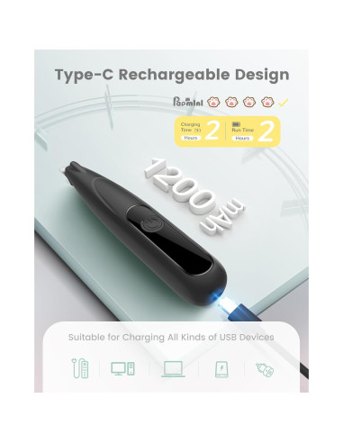 Kit de Aseo para Perros PAPMINI con Pantalla LED y Cuchilla Ancha