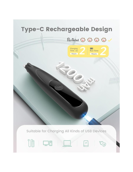 Kit de Aseo para Perros PAPMINI con Pantalla LED y Cuchilla Ancha