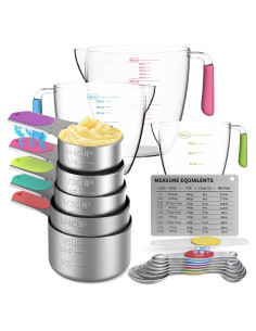 Juego de Tazas y Cucharas Medidoras Magnéticas Minteem 16 Piezas