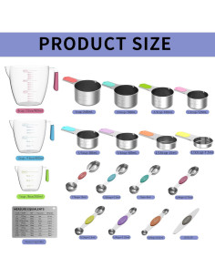 Juego de Tazas y Cucharas Medidoras Magnéticas Minteem 16 Piezas 2
