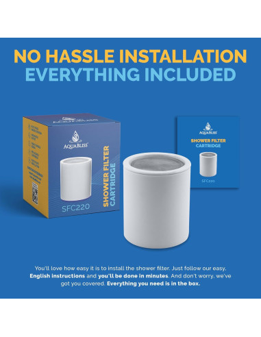 Cartucho de Filtro de Ducha AquaBliss SFC220 - Reduce Cloro y Tóxicos